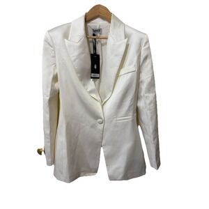 Heiress Beverly Hills White Satin Blazer Size Small New